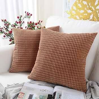 MERNETTE Pack of 2, Corduroy Soft Decorative Square Throw Pillow Cover Cushion Covers Pillowcase,... | Amazon (US)