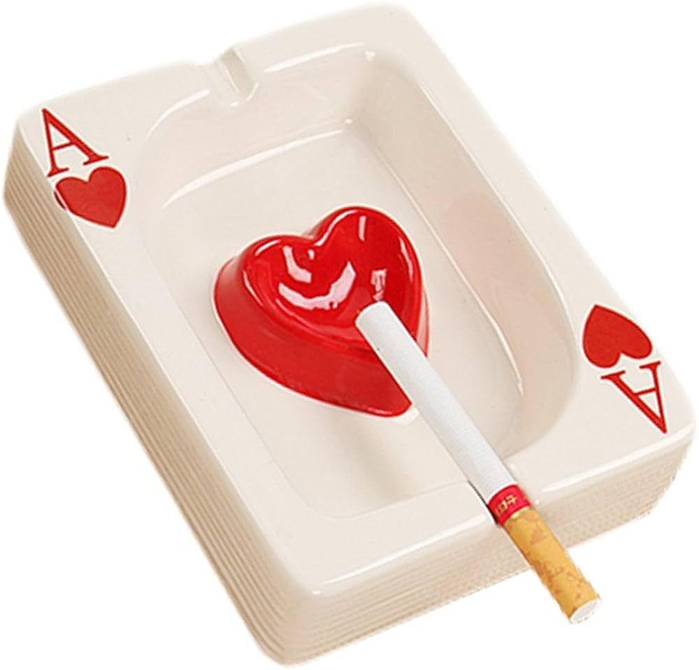 Creative Ceramic Cigarette Ashtray Tabletop Portable Modern Ashtrays Poker A Cigar Ashtray for Ou... | Amazon (US)