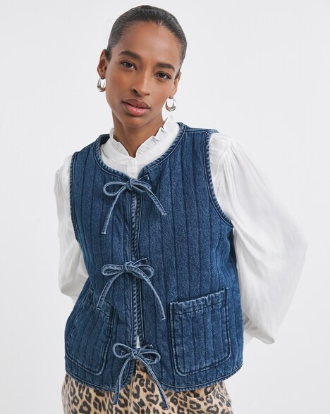 Denim Tie Front Quilted Gilet | JD Williams (UK)