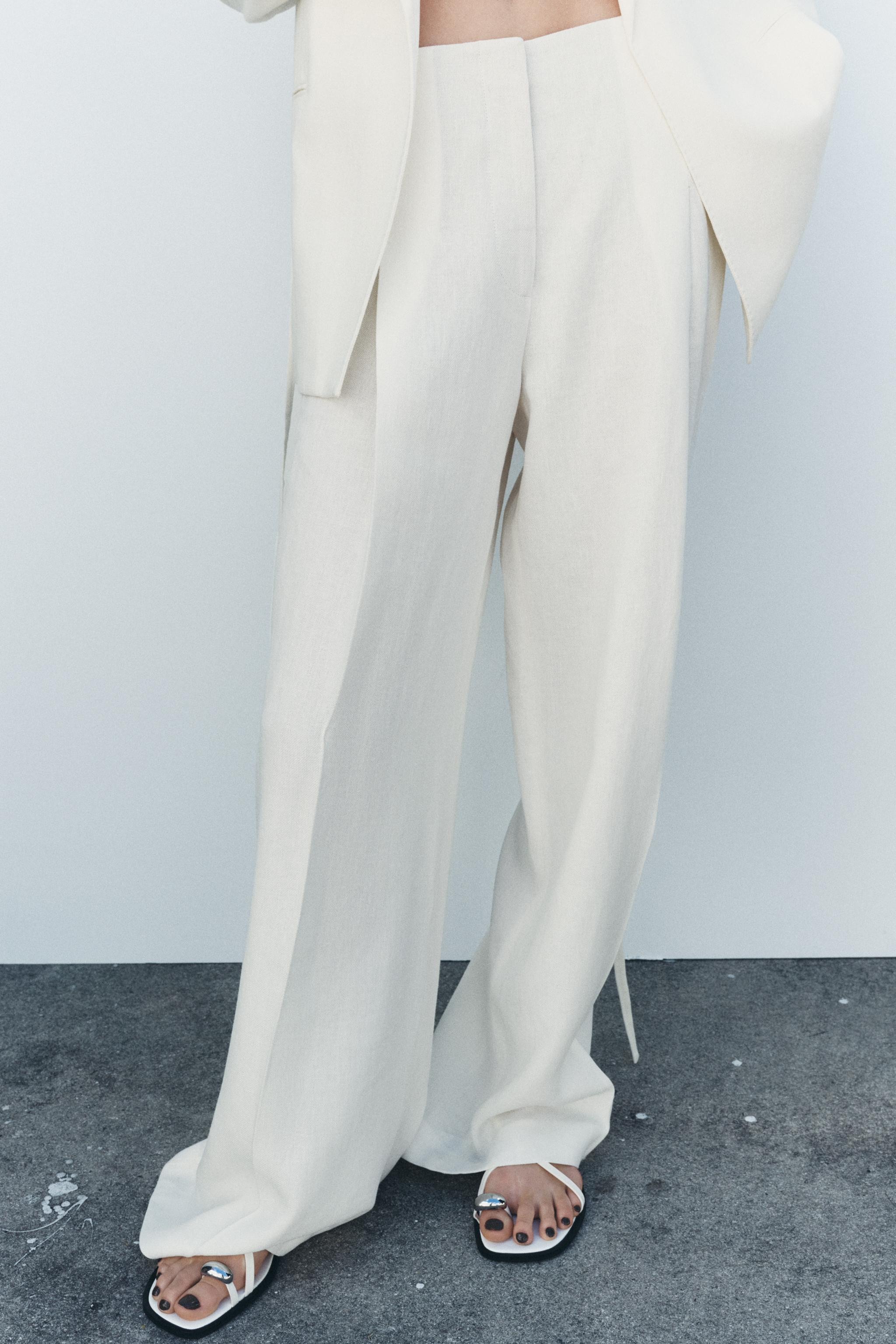 LINEN BLEND PLEATED PANTS ZW COLLECTION | Zara US