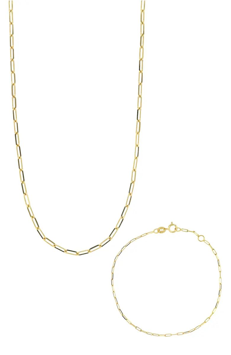Ofira 14K Gold Chain Bracelet & Necklace Set | Nordstrom