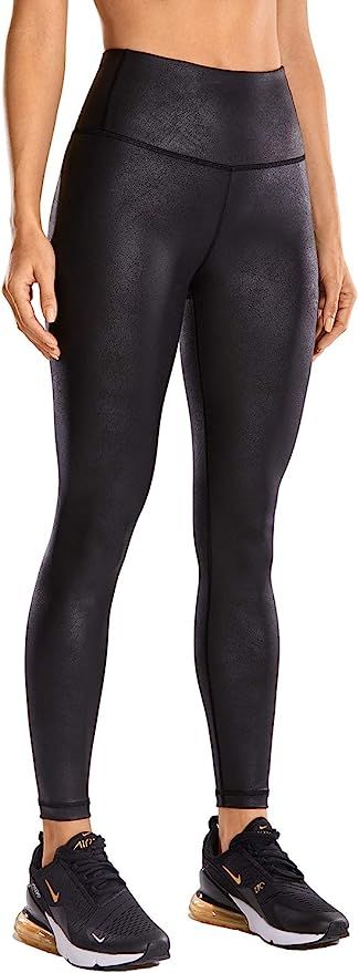 CRZ YOGA Women's Fashion Coated Faux Leather Legging High Waist Pants Workout Tights -28 Inches | Amazon (US)