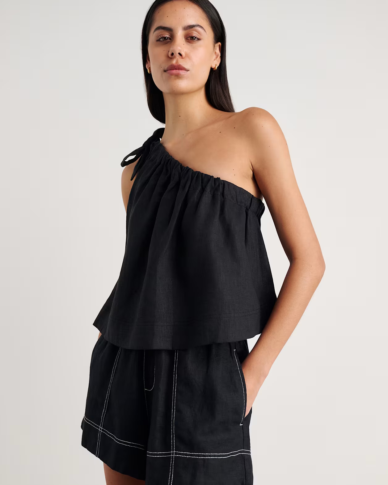Ariel One Shoulder Linen Top | JAG (Australia & New Zealand)