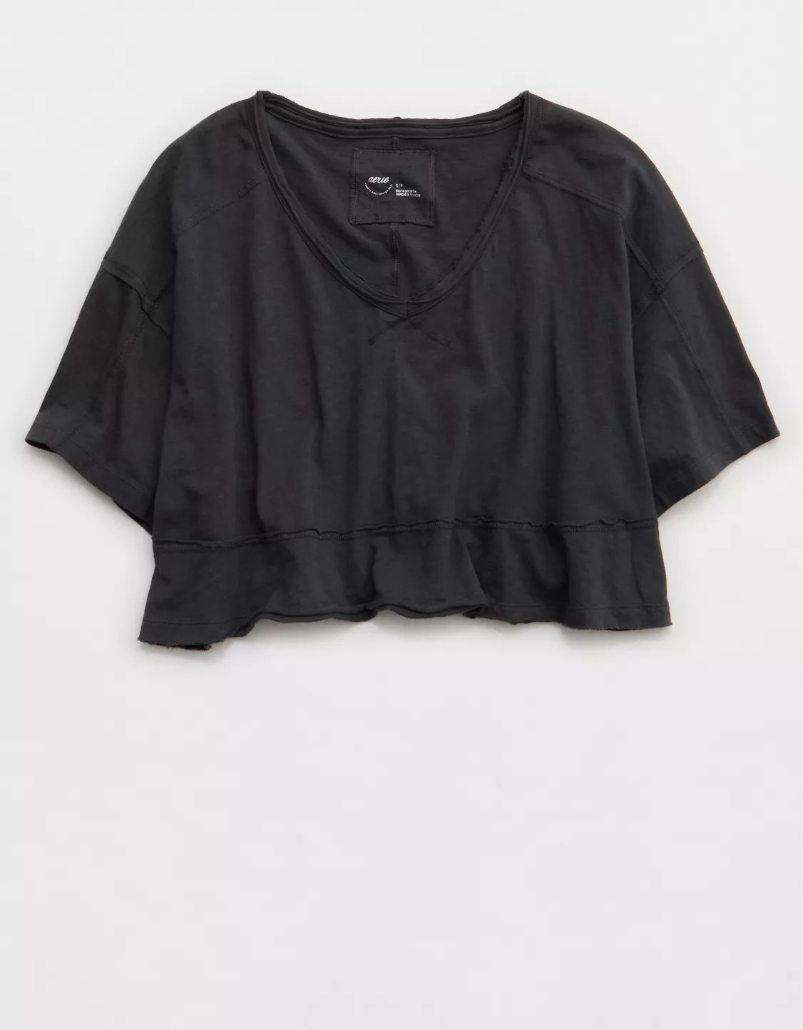 Aerie Happiest Cropped V Neck T-Shirt | Aerie