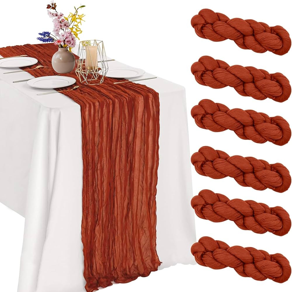 Paquete de 6 caminos de mesa color terracota – 10 x 35 pulgadas, Acción de Gracias, poliéster... | Amazon (US)