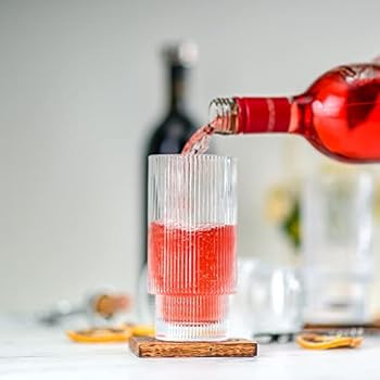 Greenline Goods Ripple Drinking Glasses - 12 oz Modern Kitchen Glassware Set . Unique Vintage Cup... | Amazon (US)