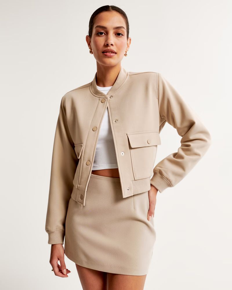Women's Short Bomber Jacket | Women's Coats & Jackets | Abercrombie.com | Abercrombie & Fitch (US)