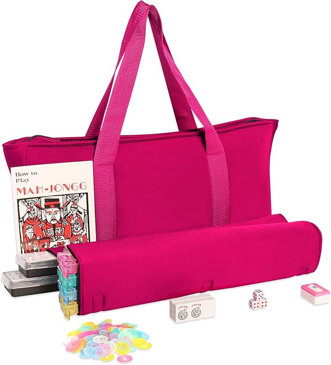 ZGME American Mahjong Set,166 Premium White Tiles with Red Soft Bag and Accessories,4 All-in-One ... | Amazon (US)