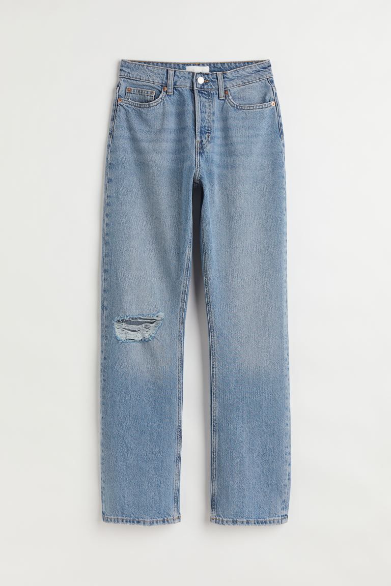 Conscious choice  New Arrival5-pocket jeans in washed cotton denim. High waist, button fly, and s... | H&M (US)