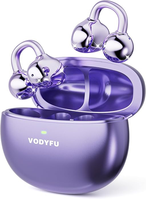 Clip on Earbuds Open Ear Earbuds Wireless Headphones Bone Conduction Headphones, Purple | Amazon (US)