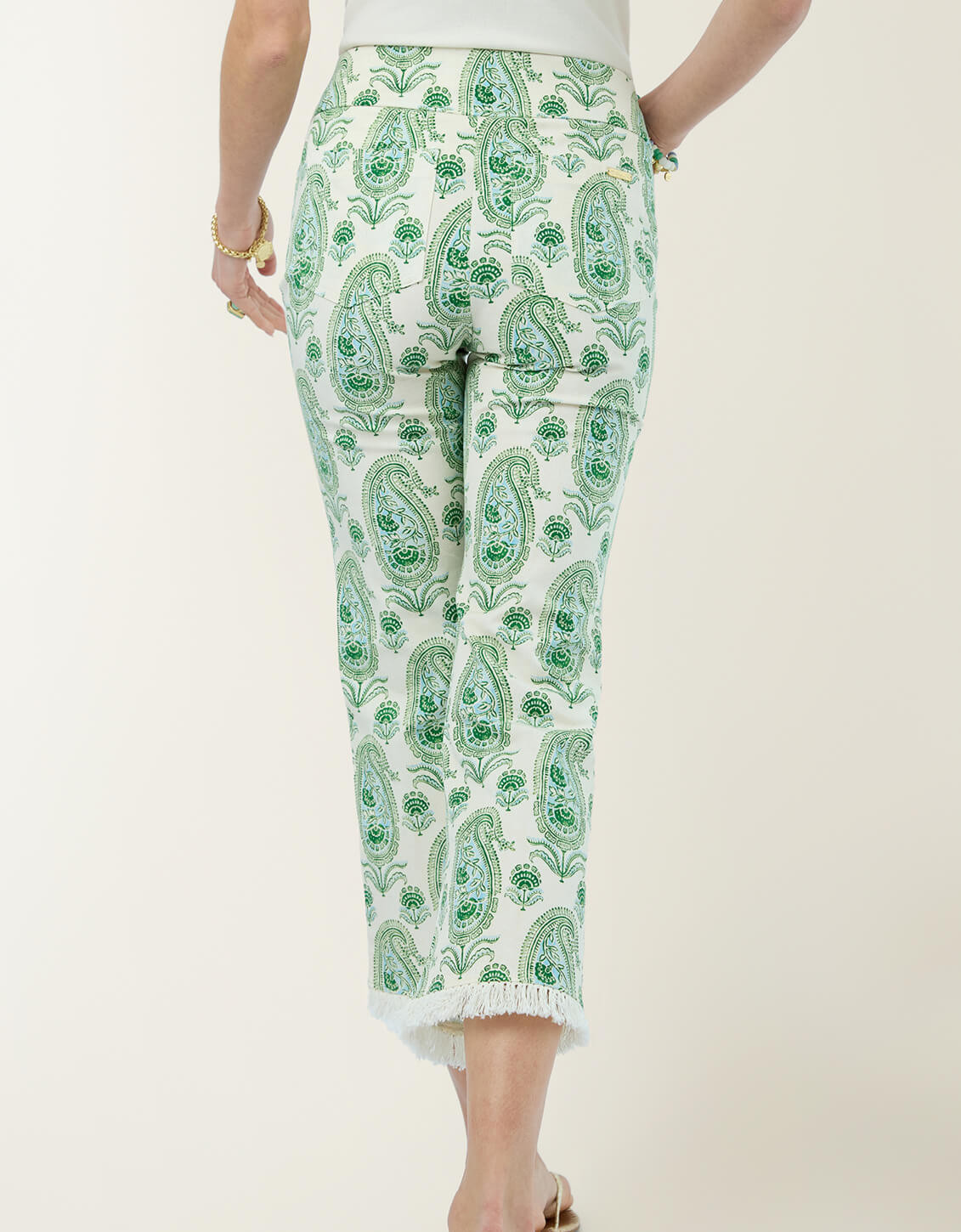 Maren Fringe Pant Flagler Paisley Green | Spartina 449