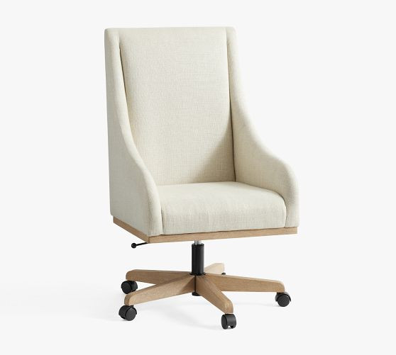 York Upholstered Swivel Desk Chair | Pottery Barn (US)