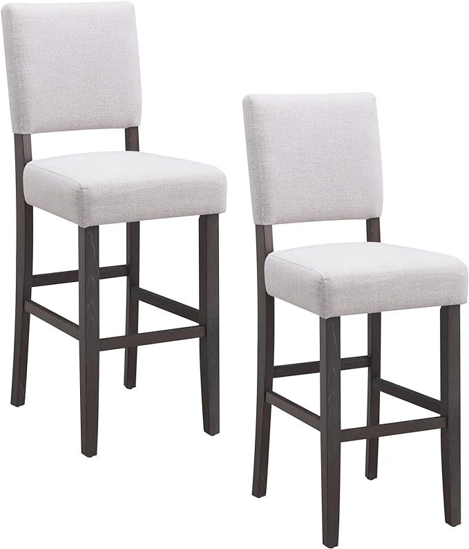 Leick Home Favorite Finds Upholstered Back Bar Height Stool, BlackGray (Pack of 2) | Amazon (US)