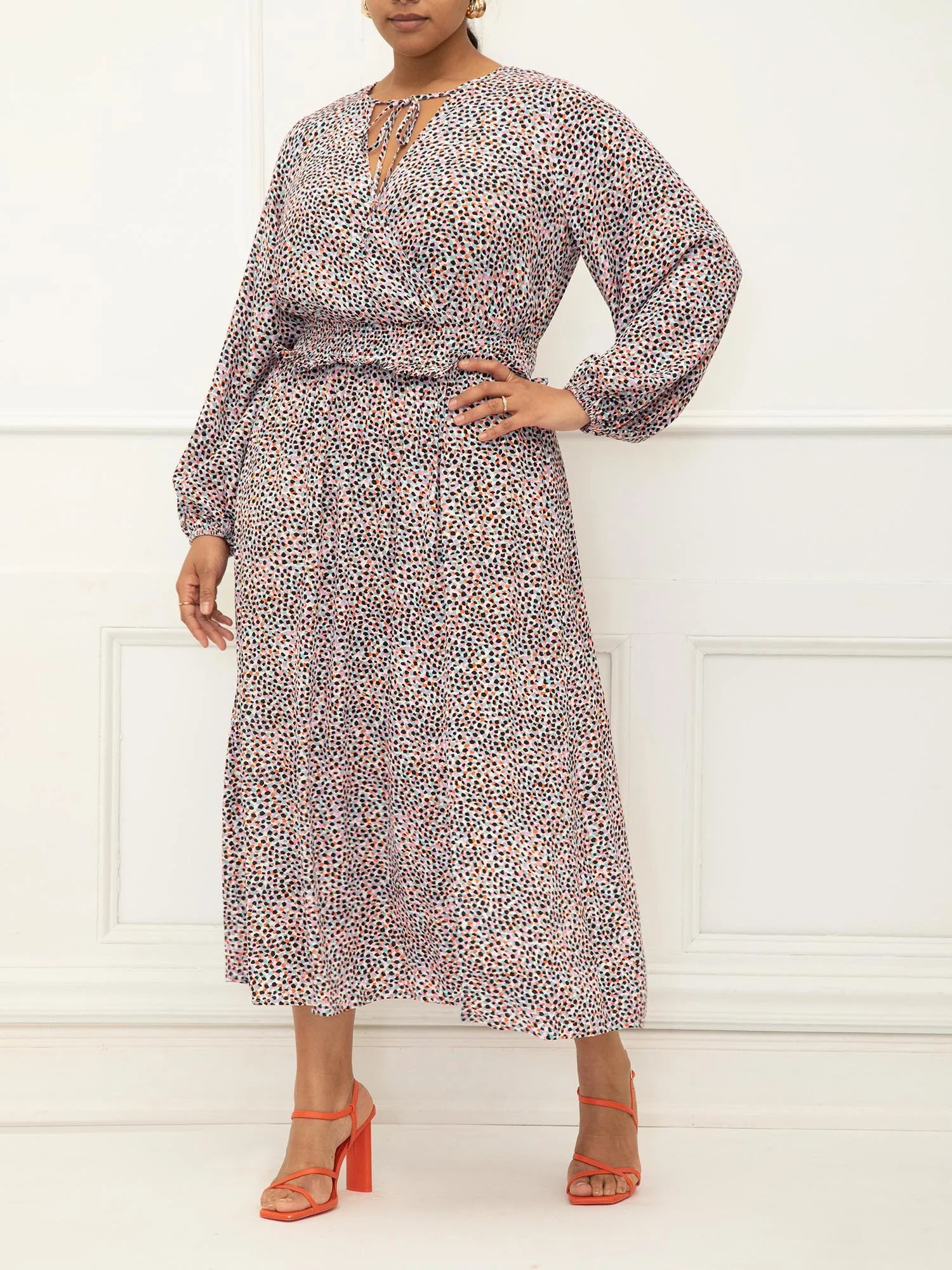 ELOQUII Elements Women's Plus Poet Sleeve Smocked Waist Maxi Dress | Walmart (US)