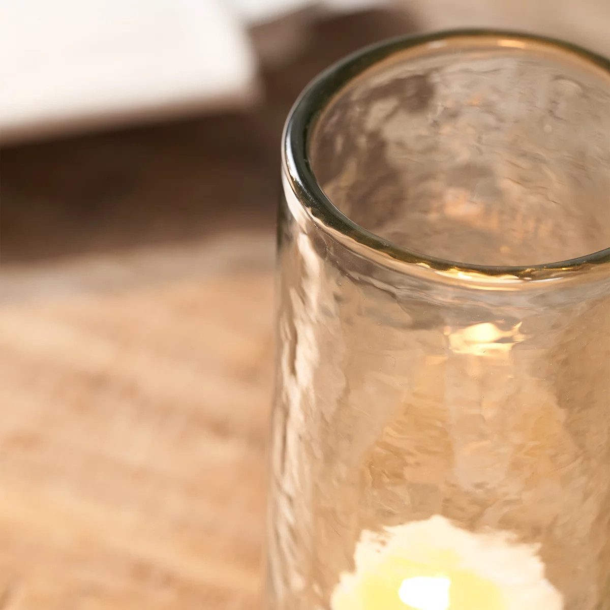 Jago Hammered Glass Hurricane Tealight Holder | The White Company UK & ROW