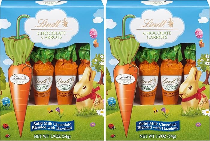 Lindt Chocolate Carrots, Solid Milk Chocolate Easter Candy Blended with Hazelnut, 1.9 Oz Box (Pac... | Amazon (US)