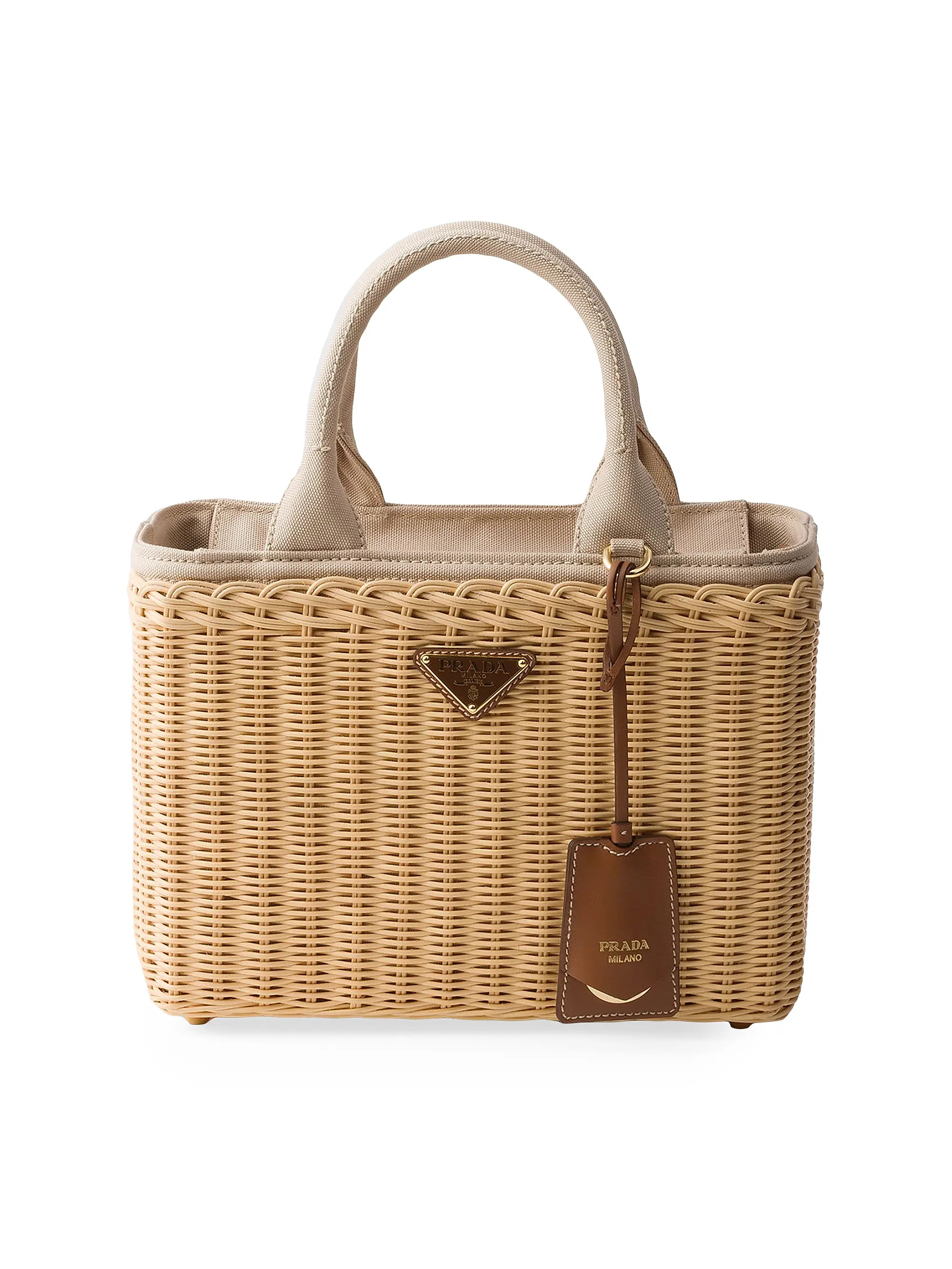 Medium Wicker and Canvas Tote Bag | Saks Fifth Avenue
