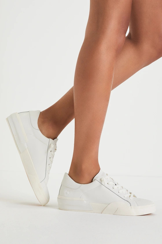 Zina White Leather Lace-Up Sneakers | Lulus
