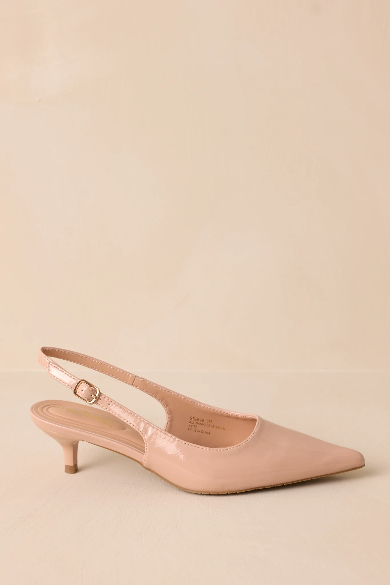 Celestial Dreams Nude Pointed-Toe Slingback Kitten Heels | Red Dress