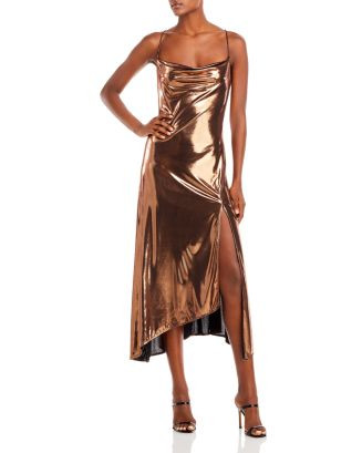 ASTR the Label Gaia Metallic Lam&eacute; Slip Dress Women - Bloomingdale's | Bloomingdale's (US)