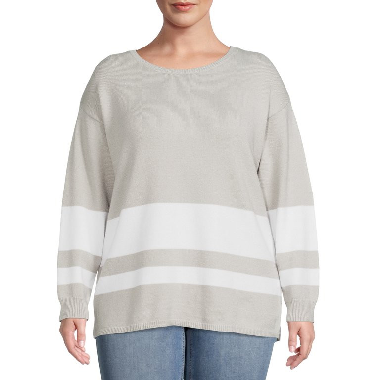 Heart N' Crush Women's Plus Size Colorblocked Sweater | Walmart (US)