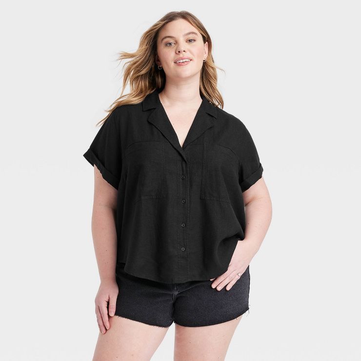 Women's Linen Short Sleeve Button-Down Shirt - Universal Thread™ | Target