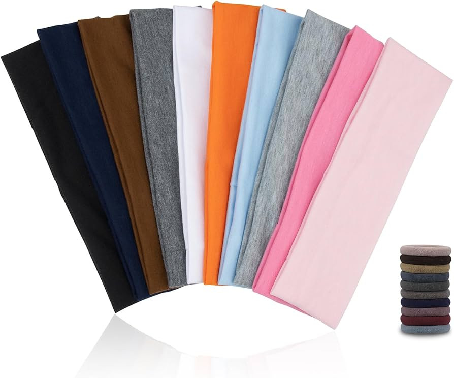 Headbands for Women 10pcs Non-Slip Headbands,10 Colors Fashion Headbands,Soft Cotton Elastic Head... | Amazon (US)