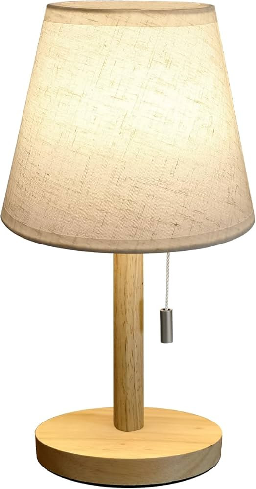 Table Lamp 3-Way Dimmable Nightstand Lamp for Bedroom, Off White Linen Waterproof Lampshade & Woo... | Amazon (US)