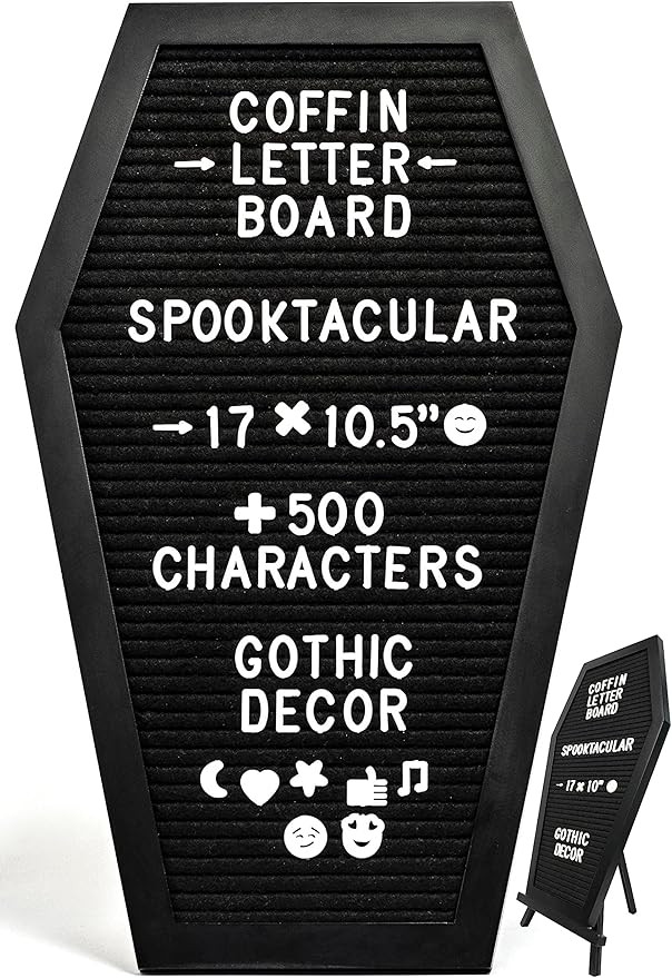 Nomnu Black Felt Coffin Letter Board - Gothic Decor Message Board - Horror, Gothic, Spooky Gifts ... | Amazon (US)
