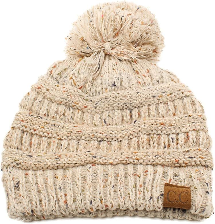 Confetti Ombre Big Pom Pom Warm Chunky Soft Stretch Knit Beanie Hat | Amazon (US)
