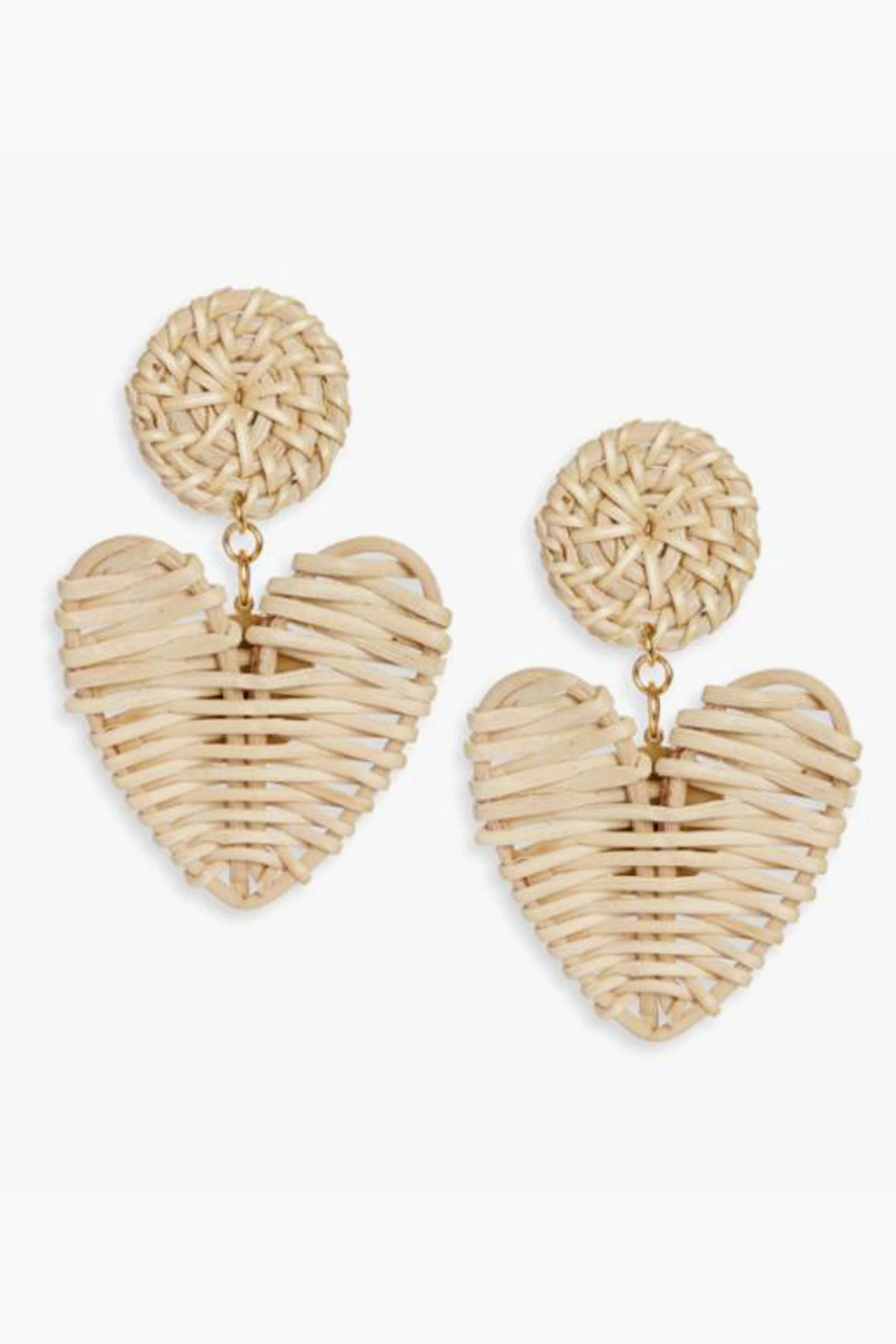 Natural Rattan Hearts Earrings | Tuckernuck (US)