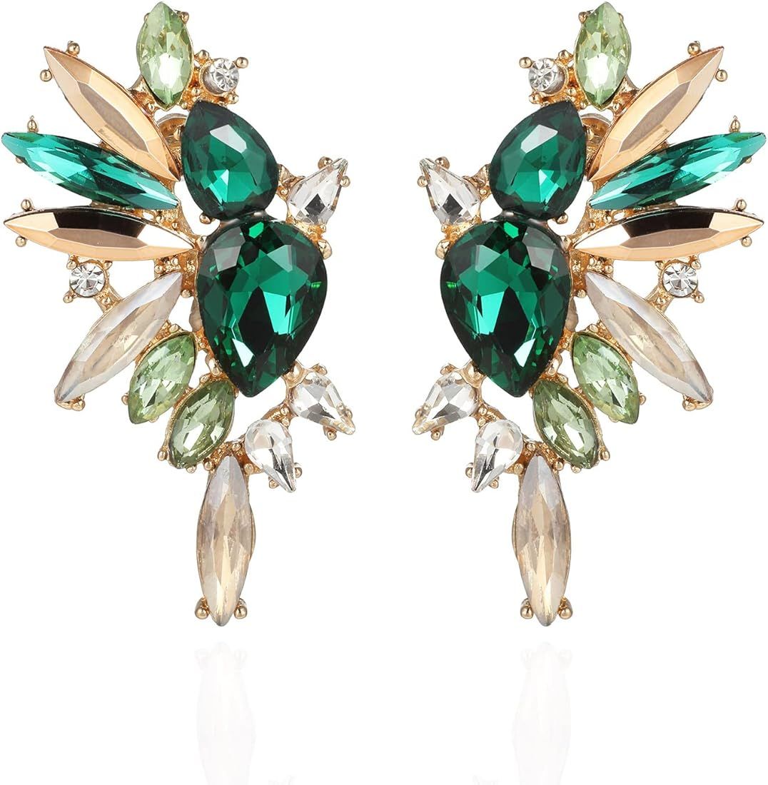Met-edianger Vintage Rhinestone Statement Earrings Retro Fancy Cluster Crystal Drop Dangle Earrin... | Amazon (US)