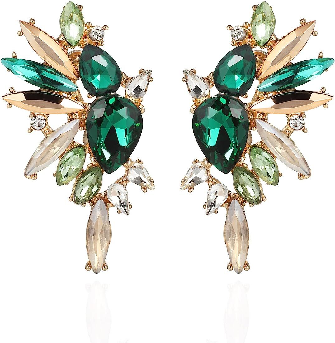 Met-edianger Vintage Rhinestone Statement Earrings Retro Fancy Cluster Crystal Drop Dangle Earrin... | Amazon (US)