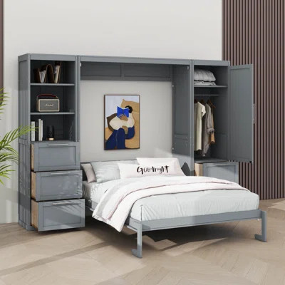Queen-Sized Murphy Wall Bed With Integrated Closet Space | Wayfair North America