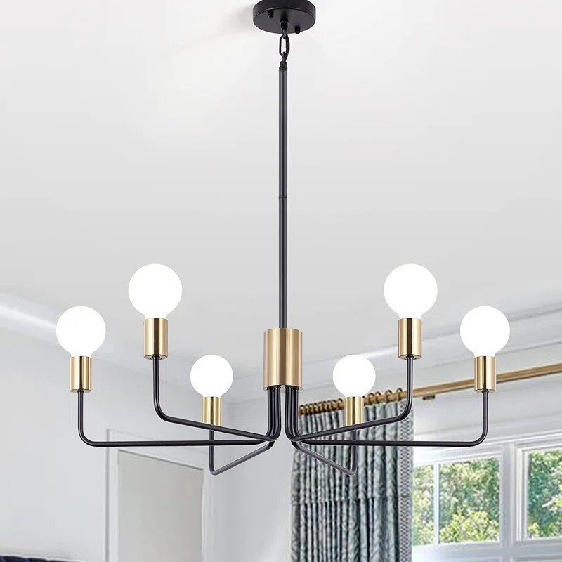 Gwendloyn 6 - Light Sputnik Modern Linear Chandelier Kitchen Island Industrial Pendant | Wayfair North America