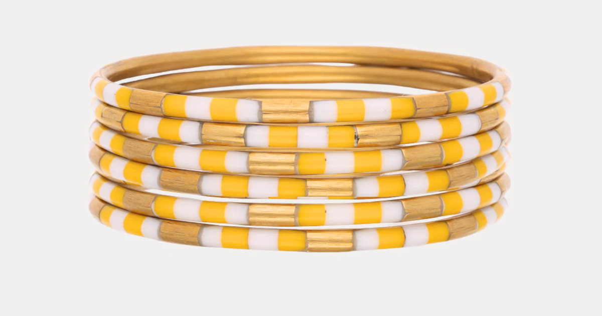 Yellow/White Veda Bangles - Set of 6 | BuDhaGirl