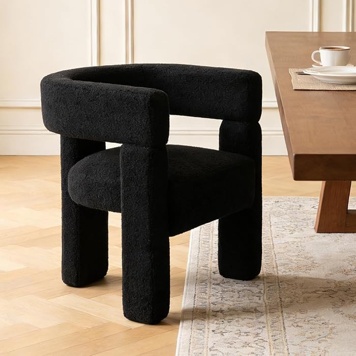 Barrel Dining Chairs,Modern Sherpa Boucle Dining Room Chairs with Arms,Side Sitting Chair,Upholst... | Amazon (US)