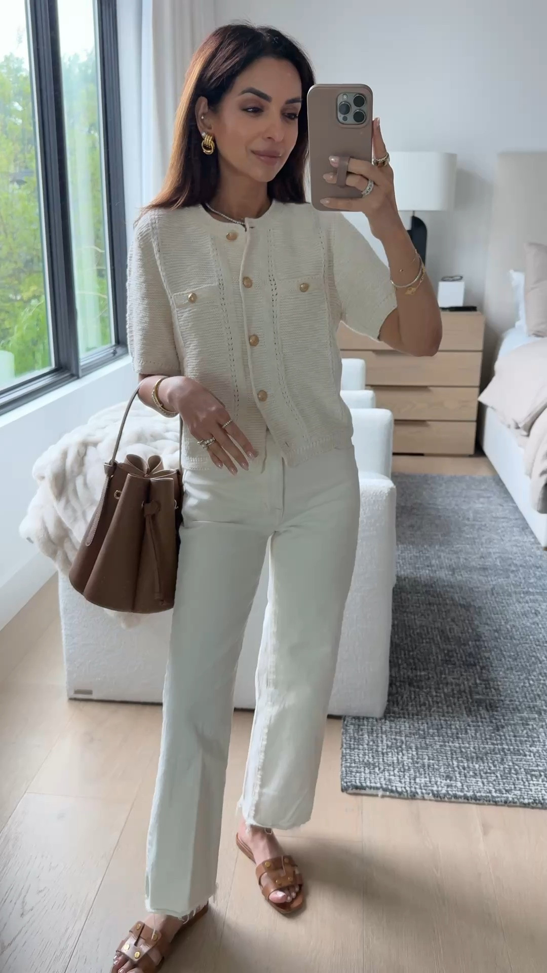 I did an xs in sweater top & 24 regular length in off white denim - love this monochromatic look!! 

#LTKPetite #LTKOver40