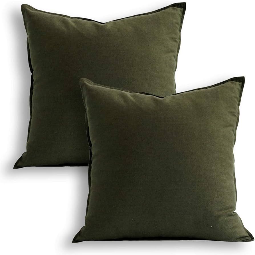 Jeanerlor Set of 2 20"x20" Pillowcase Cousion Cover Decor Cotton Linen with Unique Design to Embe... | Amazon (US)