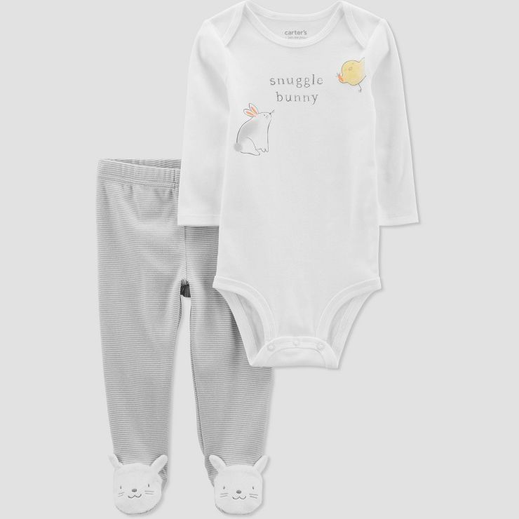Carter's Just One You®️ Baby 2pc Bunny Footed Set - Gray/White | Target