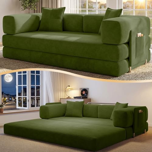CUBENTE 78.8" Convertible Futon Sofa Bed, Boneless Couch for Living Room | Amazon (US)