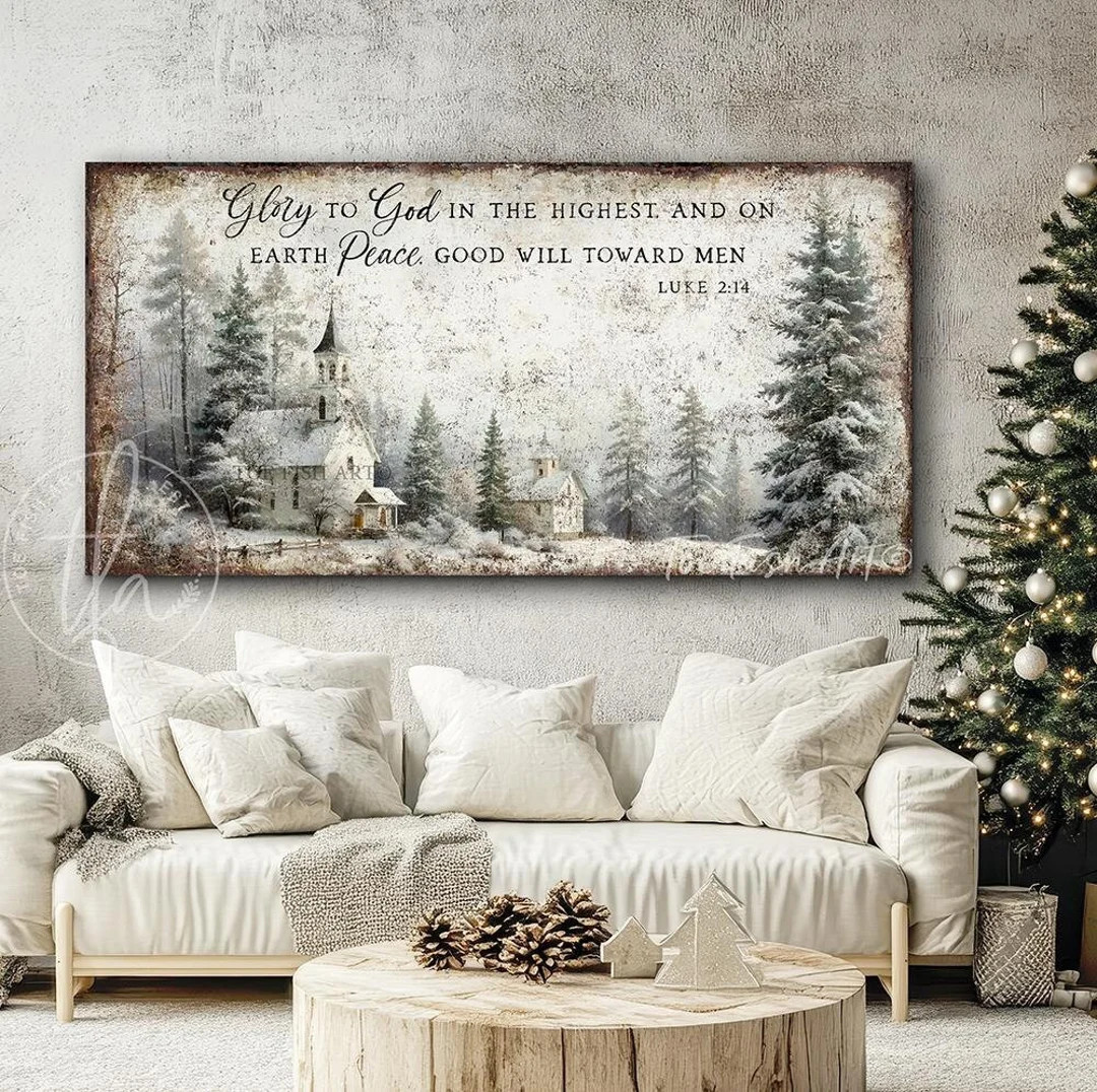 Vintage Christmas Scripture Sign – Rustic Holiday Church Decoration, Modern Farmhouse Wall Deco... | Etsy (US)