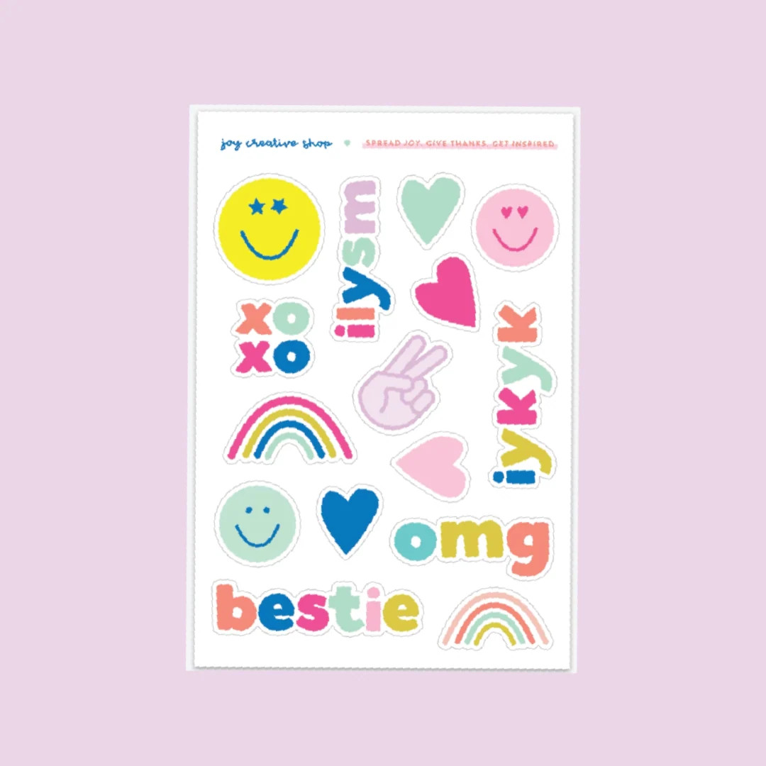 Peace, Love & Happy Sticker Sheet | Joy Creative Shop