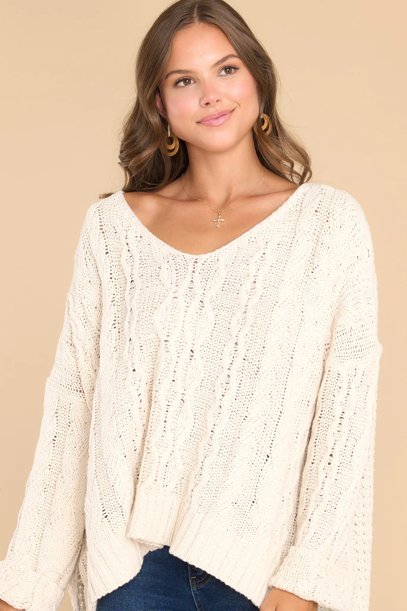 So Delightful Beige Sweater | Red Dress 