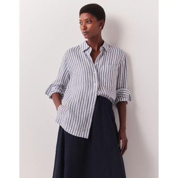 Linen Stripe Oversized Shirt | The White Company (UK)