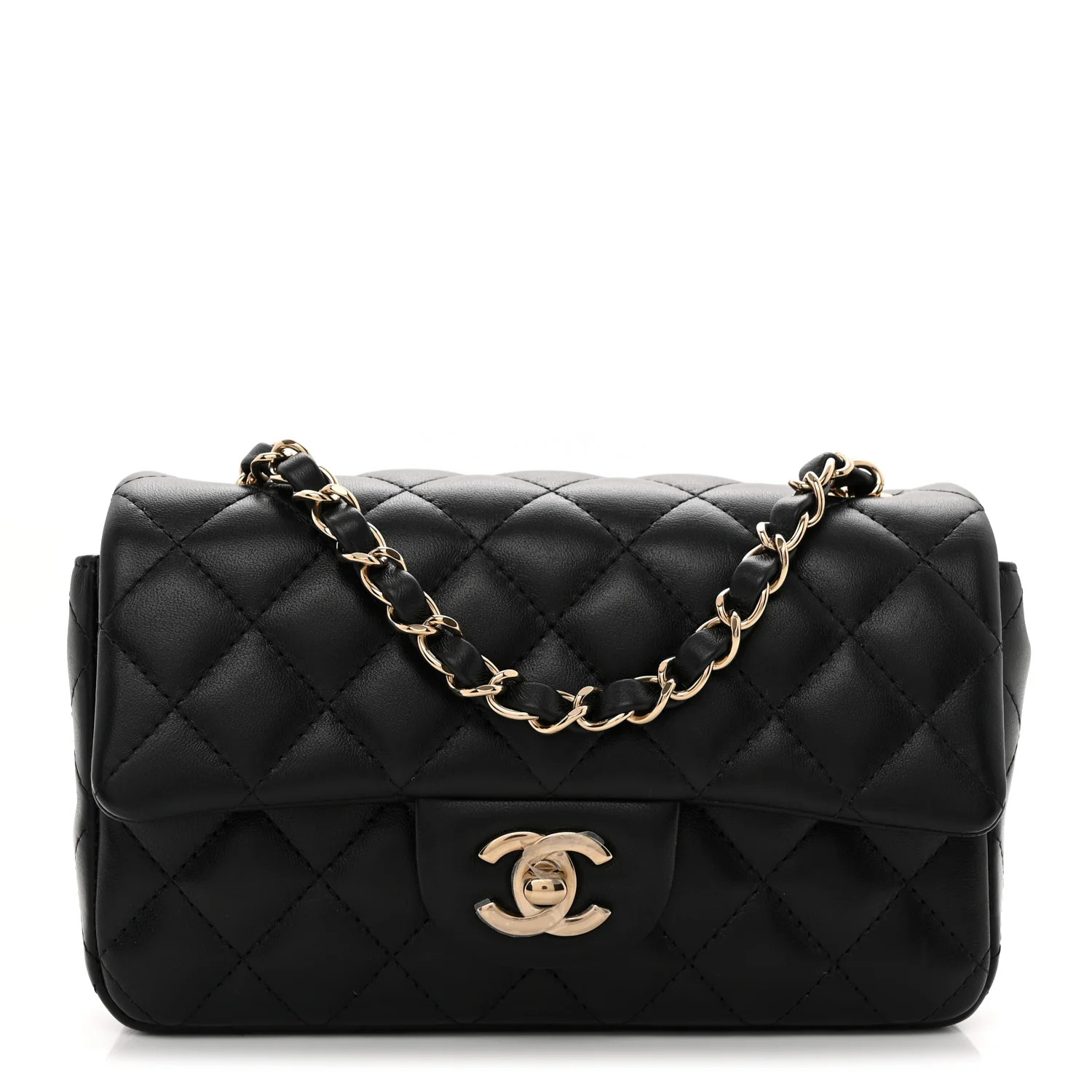 Lambskin Quilted Mini Rectangular Flap Black | FASHIONPHILE (US)