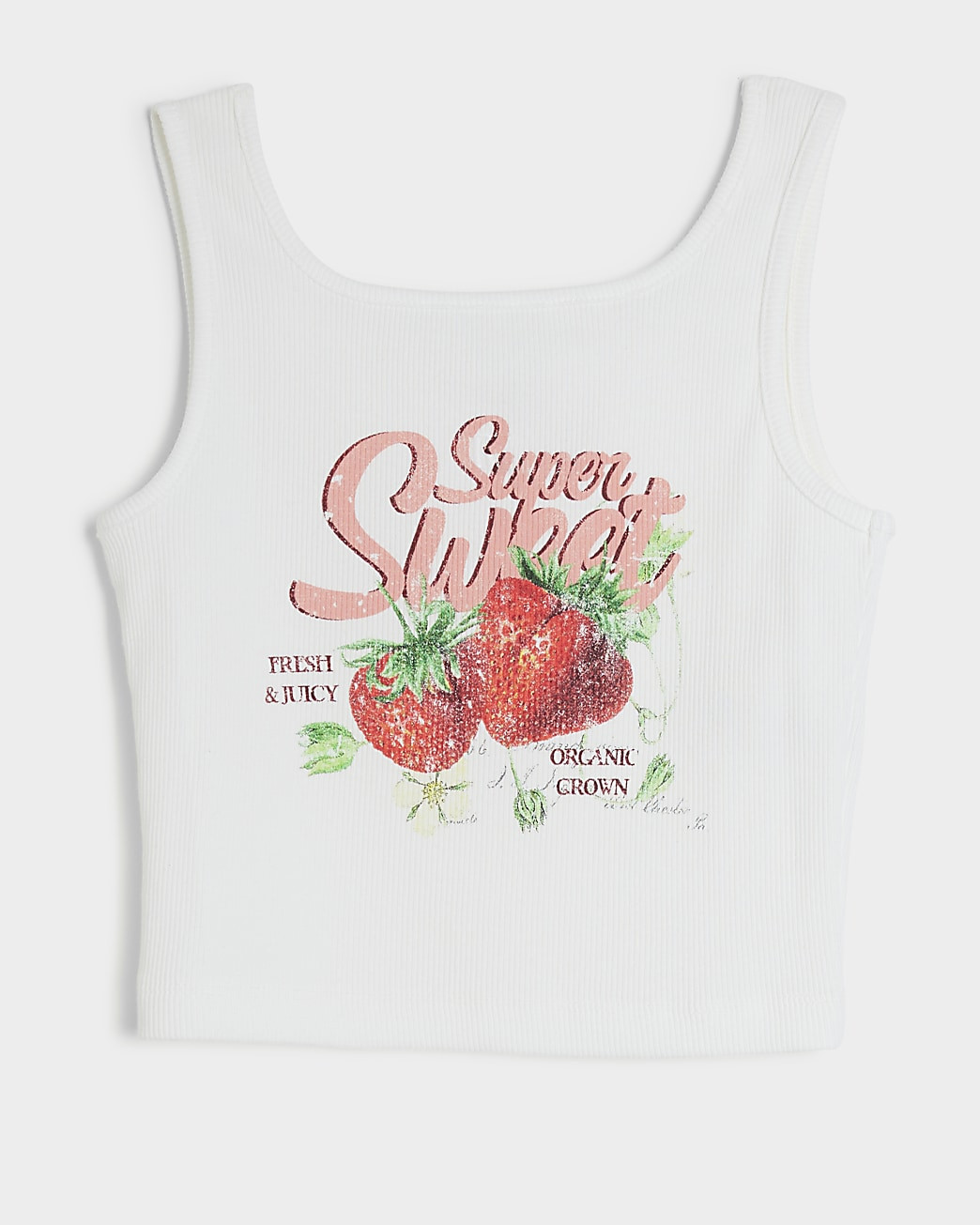 Girls white strawberry graphic tank top | River Island (UK & IE)