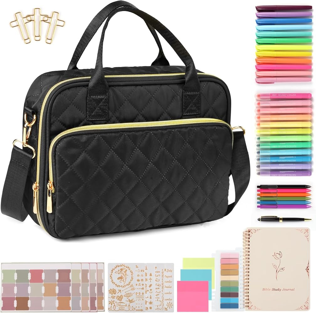 All-in-One Bible Journaling Kit – Quilted Bible Cover Case for Women, 31 Bible Highlighters, 75... | Amazon (US)