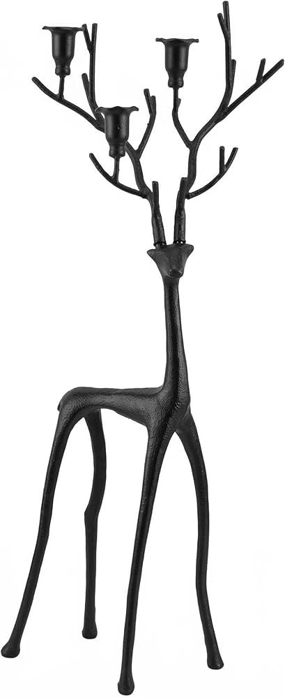 Cast Iron Deer Candle Holders, Decorative Black Taper Candlestick, Large 25 Inch Reindeer | Amazon (US)