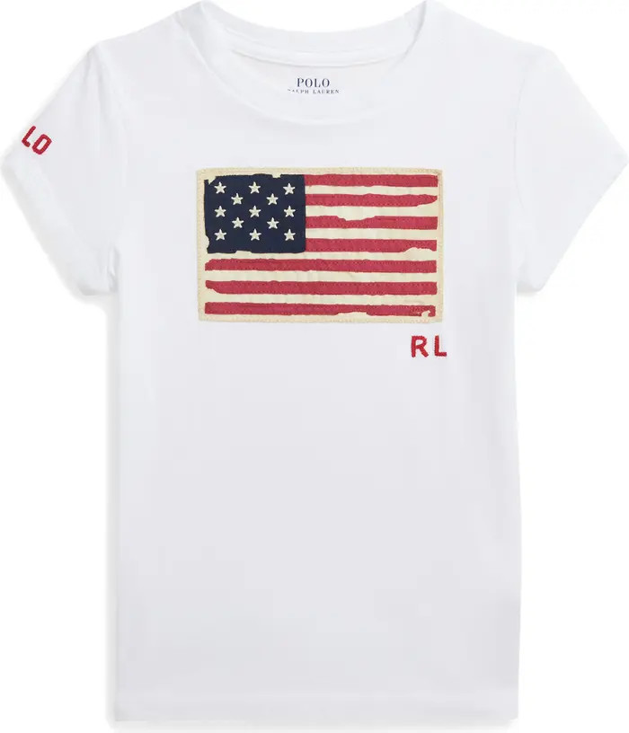 Kids' Flag Appliqué Cotton T-Shirt | Nordstrom